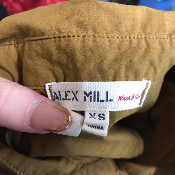 ALEX MILL -WOMEN'S XS - BROWN TAN LONG SLEEVE BUTTON COLLARED TOP W/ POCKETS - Picture 5 of 6